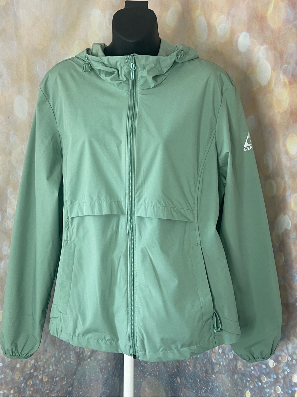 Gerry Ladies' Packable Hooded Rain Jacket Green Size XL
